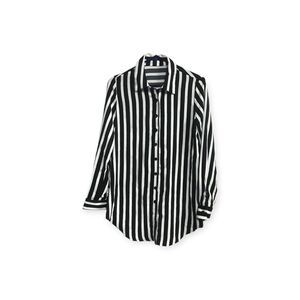 Women's Casual Long Sleeve Striped Button Front Collared Blouse Shirt